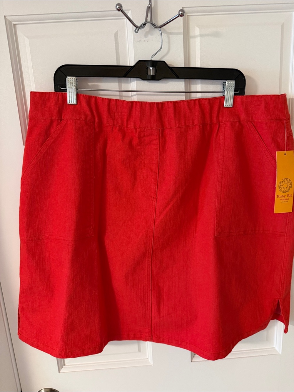 NWT Ruby Rd. Women’s Vibrant Red A-Line Stretch Denim Skort Pull-On Size 16W